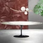 Tavolo Tulip Saarinen H 74 cm Allungabile in Ceramica Florim Statuario Opaco - Scarlet Viadurini