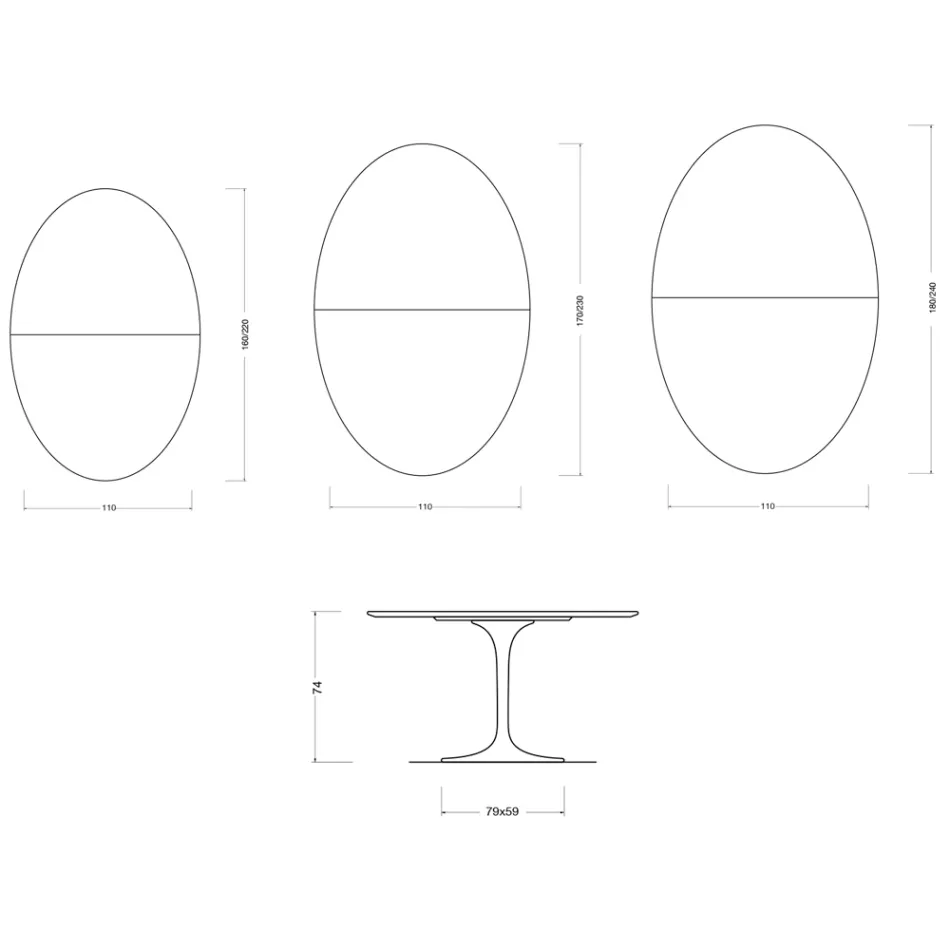 Tavolo Tulip Saarinen H 74 cm Allungabile in Ceramica Florim Statuario Opaco - Scarlet Viadurini