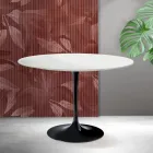 Tavolo Tulip Saarinen H 74 cm in Ceramica Florim Bianca Opaca - Scarlet Viadurini
