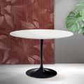 Tavolo Tulip Saarinen H 74 cm in Ceramica Florim Bianca Opaca - Scarlet