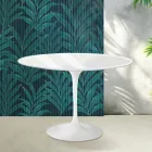 Tavolo Tulip Saarinen H 74 cm in Ceramica Florim Bianco Lucido - Scarlet Viadurini