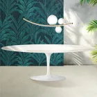 Tavolo Tulip Saarinen H 74 cm in Ceramica Florim Calacatta Gold Lucido - Scarlet Viadurini