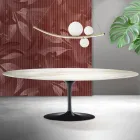 Tavolo Tulip Saarinen H 74 cm in Ceramica Florim Calacatta Gold Opaco - Scarlet Viadurini