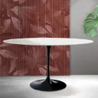 Tavolo Tulip Saarinen H 74 cm Rotondo in Ceramica Florim Bianca - Scarlet Viadurini
