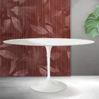 Tavolo Tulip Saarinen H 74 cm Rotondo in Ceramica Florim Bianca - Scarlet Viadurini