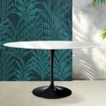 Tavolo Tulip Saarinen H 74 cm Rotondo in Ceramica Florim Bianco Lucido - Scarlet