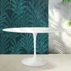 Tavolo Tulip Saarinen H 74 cm Rotondo in Ceramica Florim Bianco Lucido - Scarlet Viadurini