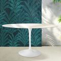 Tavolo Tulip Saarinen H 74 cm Rotondo in Ceramica Florim Calacatta Gold Lucido - Scarlet