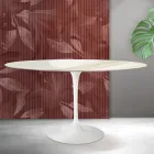 Tavolo Tulip Saarinen H 74 cm Rotondo in Ceramica Florim Calacatta Gold Opaco - Scarlet Viadurini