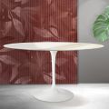 Tavolo Tulip Saarinen H 74 cm Rotondo in Ceramica Florim Calacatta Gold Opaco - Scarlet