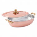 Tegame in Rame Stagnato a Mano Design Ovale con Coperchio 31x22 cm - Mariachiara