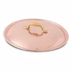 Tegame in Rame Stagnato a Mano Tondo 2 Manici e Coperchio 32 cm - Giangiorgio Viadurini