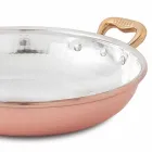 Tegame in Rame Stagnato a Mano Tondo 2 Manici e Coperchio 32 cm - Giangiorgio Viadurini