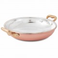 Tegame in Rame Stagnato a Mano Tondo 2 Manici e Coperchio 32 cm - Giangiorgio