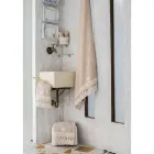 Telo Bagno in Spugna di Cotone con Pizzo Nappine Lusso Italiano - Arafico Viadurini