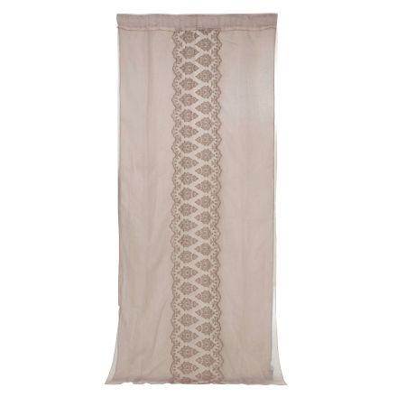 Tenda di Lino Leggero con Organza e Ricamo Gotico al Centro di Lusso - Marinella Viadurini