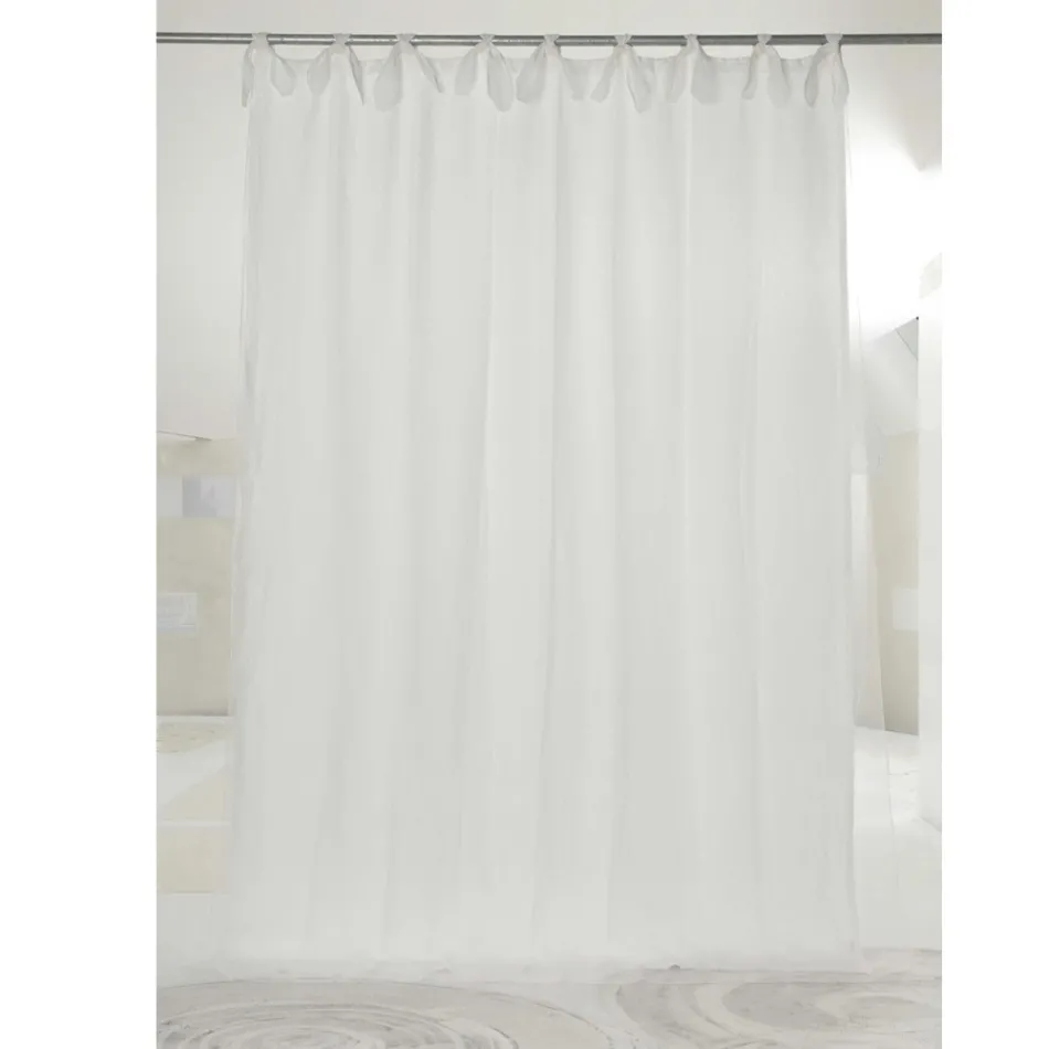 Tenda in Lino Leggero Bianco o Retrò e Organza con Laccetti di Lusso - Karnak Viadurini