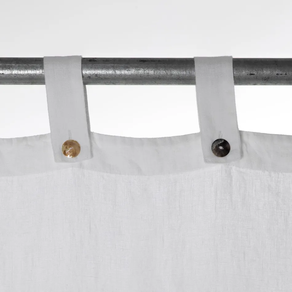 Tenda in Lino Pesante Bianco con Bottoni Qualità Italiana di Lusso - Gorgia Viadurini