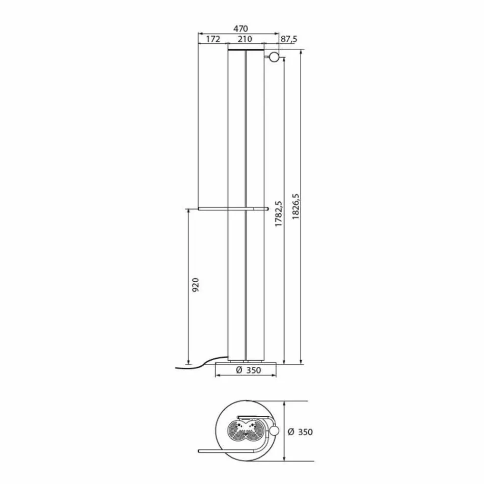 Termoarredo Bagno Design Verticale a Terra Elettrico 450 Watt - Ottolungo Viadurini