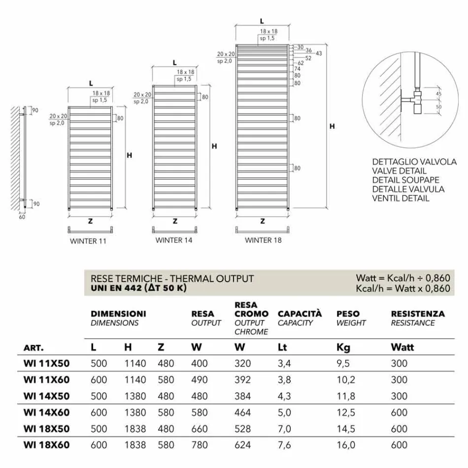 Termoarredo bagno idraulico di design,finitura cromo,Winter Scirocco H Viadurini