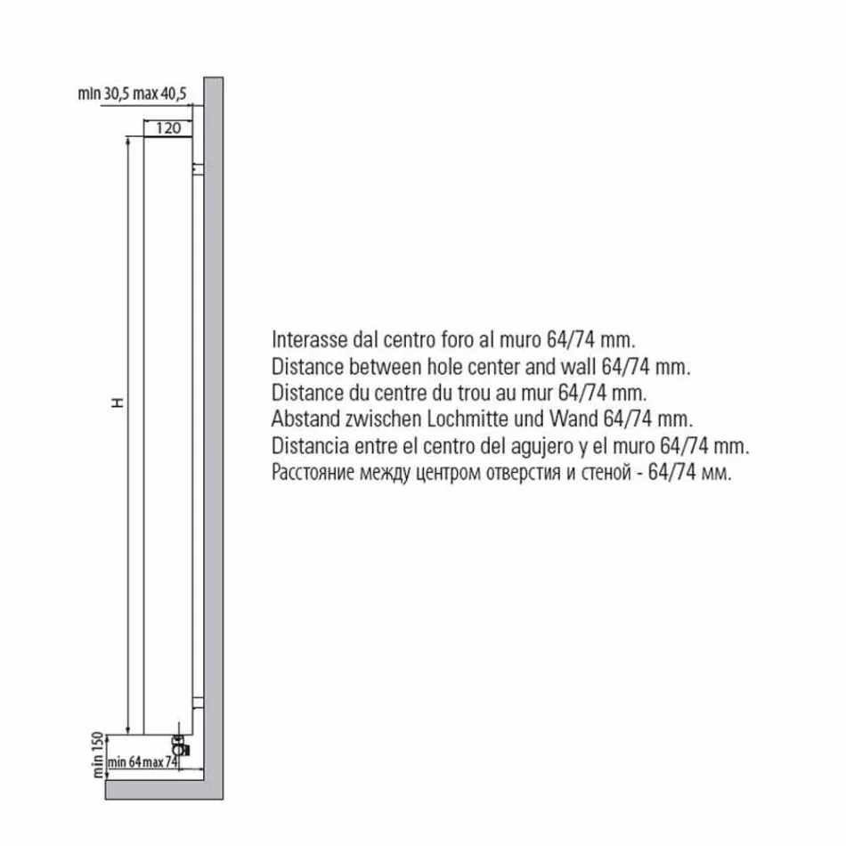 Termoarredo da Bagno Design Moderno a Parete Idraulico fino 840 Watt - Ottolungo Viadurini