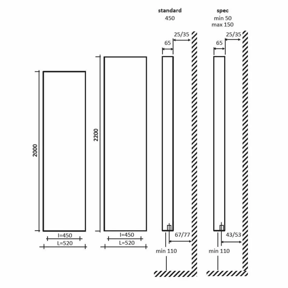 Termoarredo Design Verticale Idraulico in Alluminio fino 1061 Watt - Bent Viadurini
