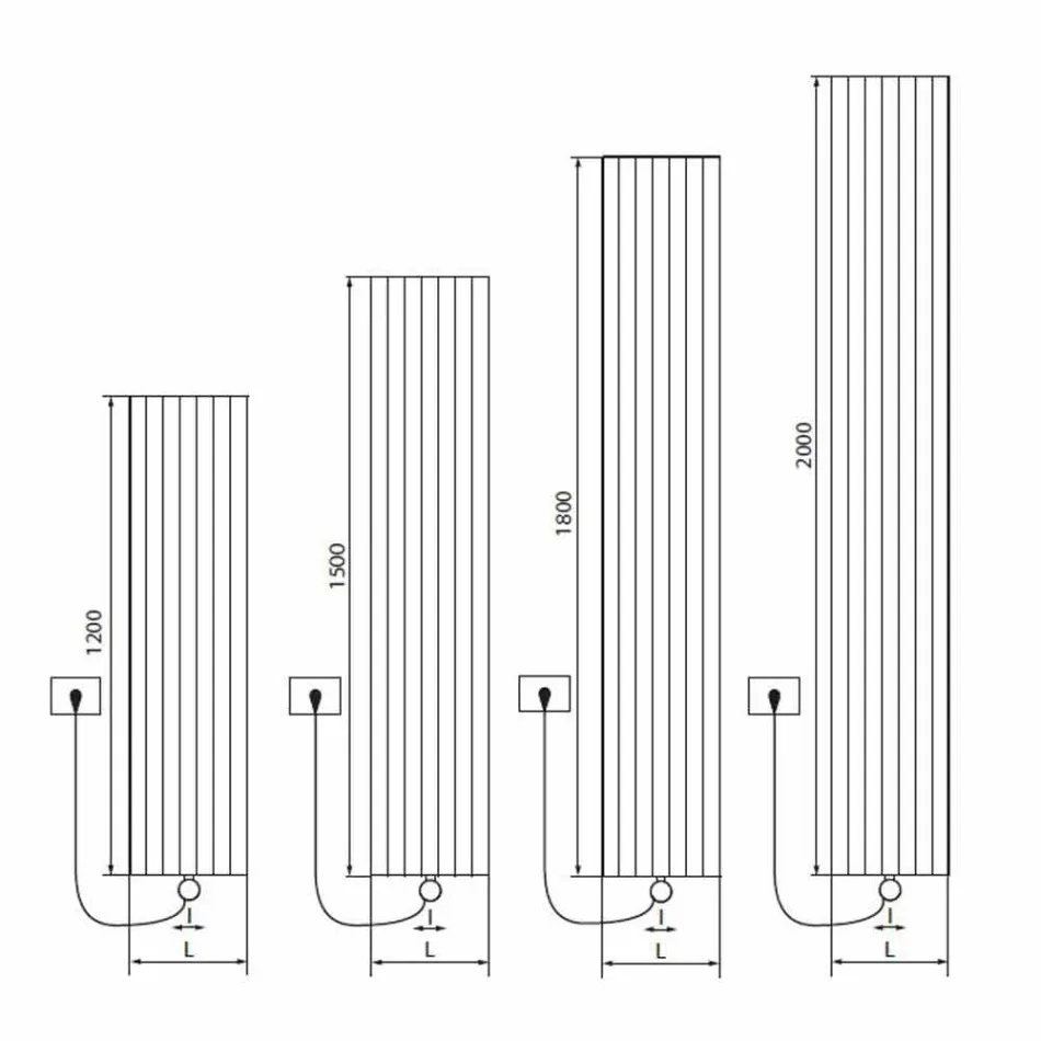 Termoarredo Elettrico a Parete Design in Alluminio Moderno a 1000 W - 100Righe Viadurini