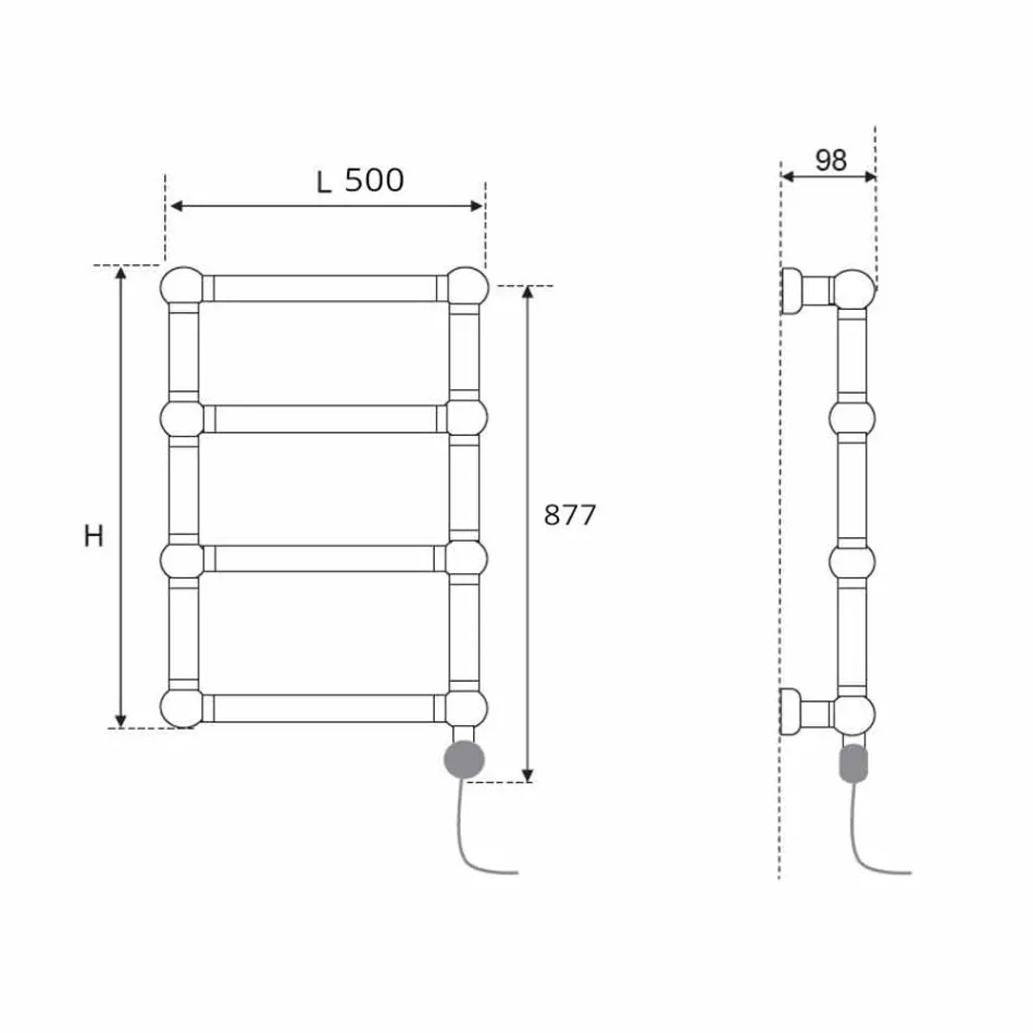 Termoarredo Elettrico Componibile in Ottone Cromo o Oro a 200 W - Caesar Viadurini