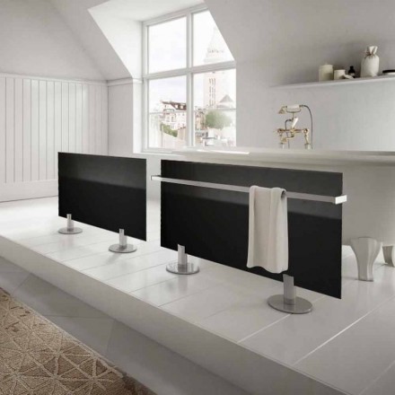 Termoarredo elettrico da pavimento design moderno in vetro nero Star Viadurini