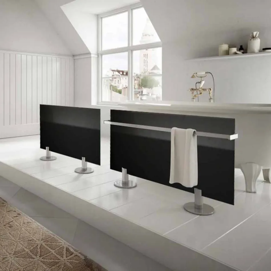 Termoarredo elettrico da pavimento design moderno in vetro nero Star Viadurini
