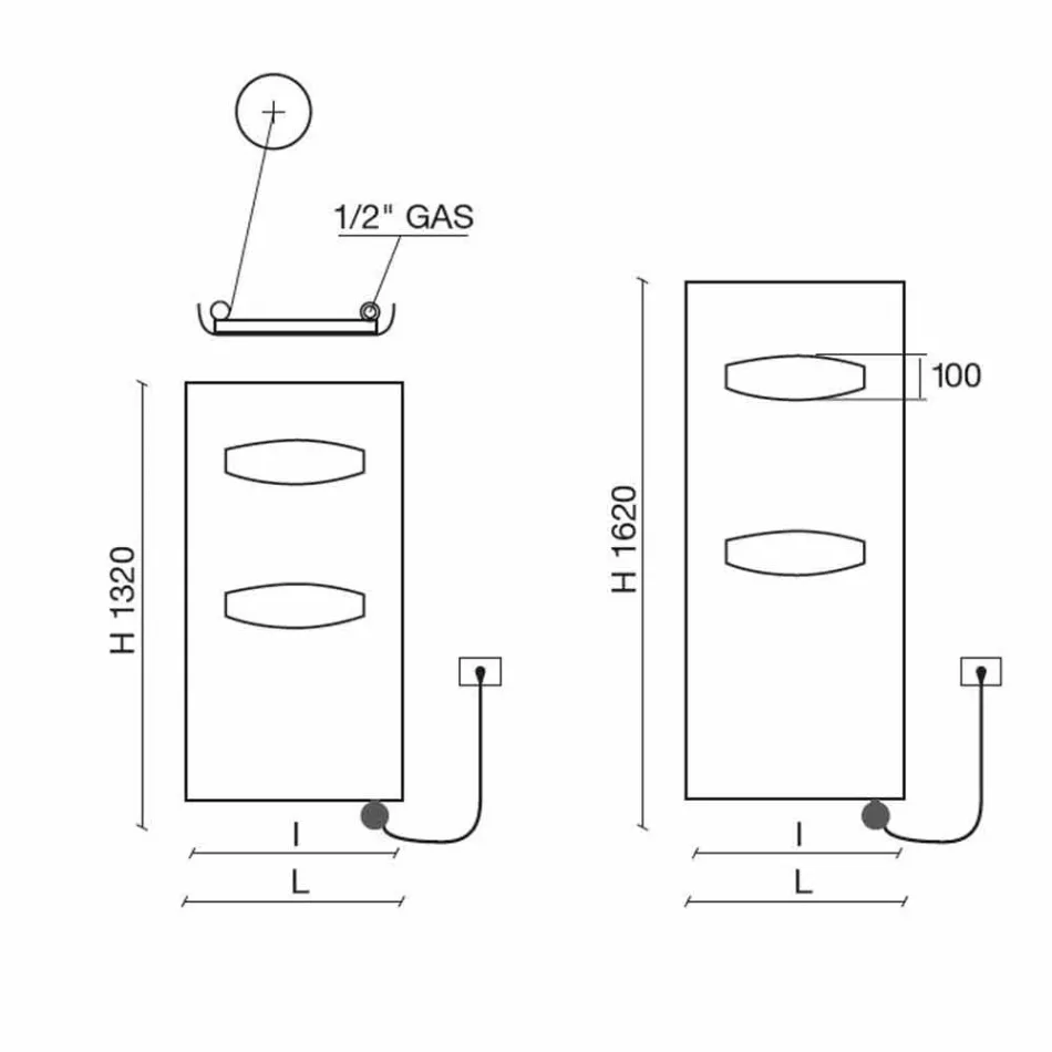 Termoarredo Elettrico di Design per Bagno in Acciaio 6 Misure 1000 Watt - Mask Viadurini