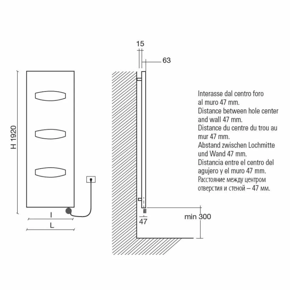 Termoarredo Elettrico di Design per Bagno in Acciaio 6 Misure 1000 Watt - Mask Viadurini