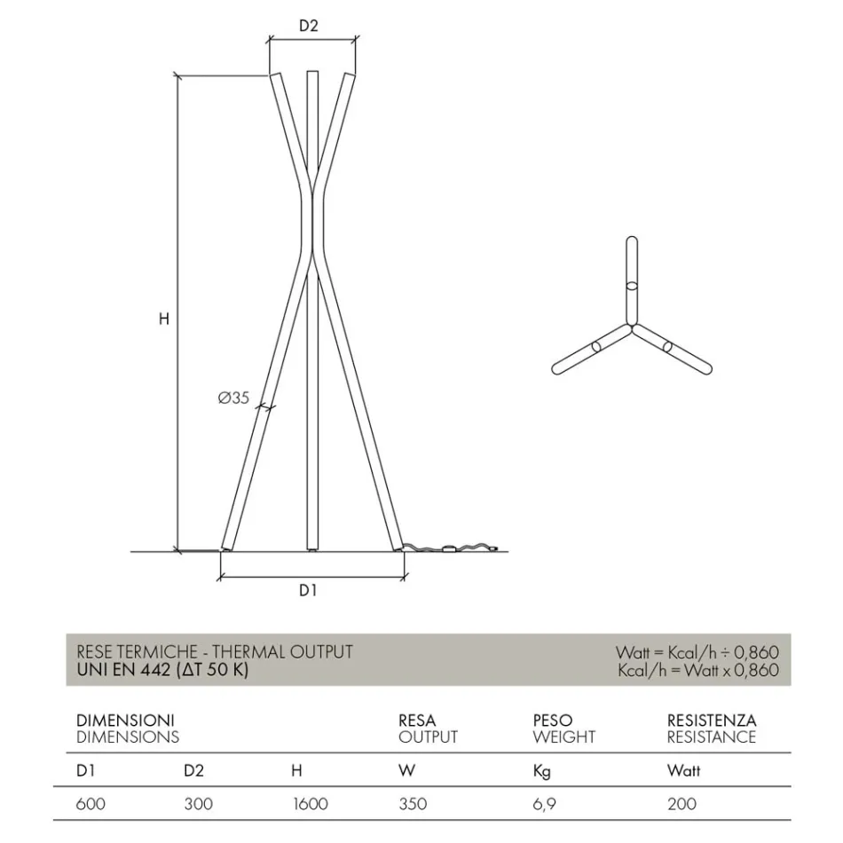Termoarredo Elettrico Free-Standing in Acciaio con Interruttore a Pedale - Tree Viadurini