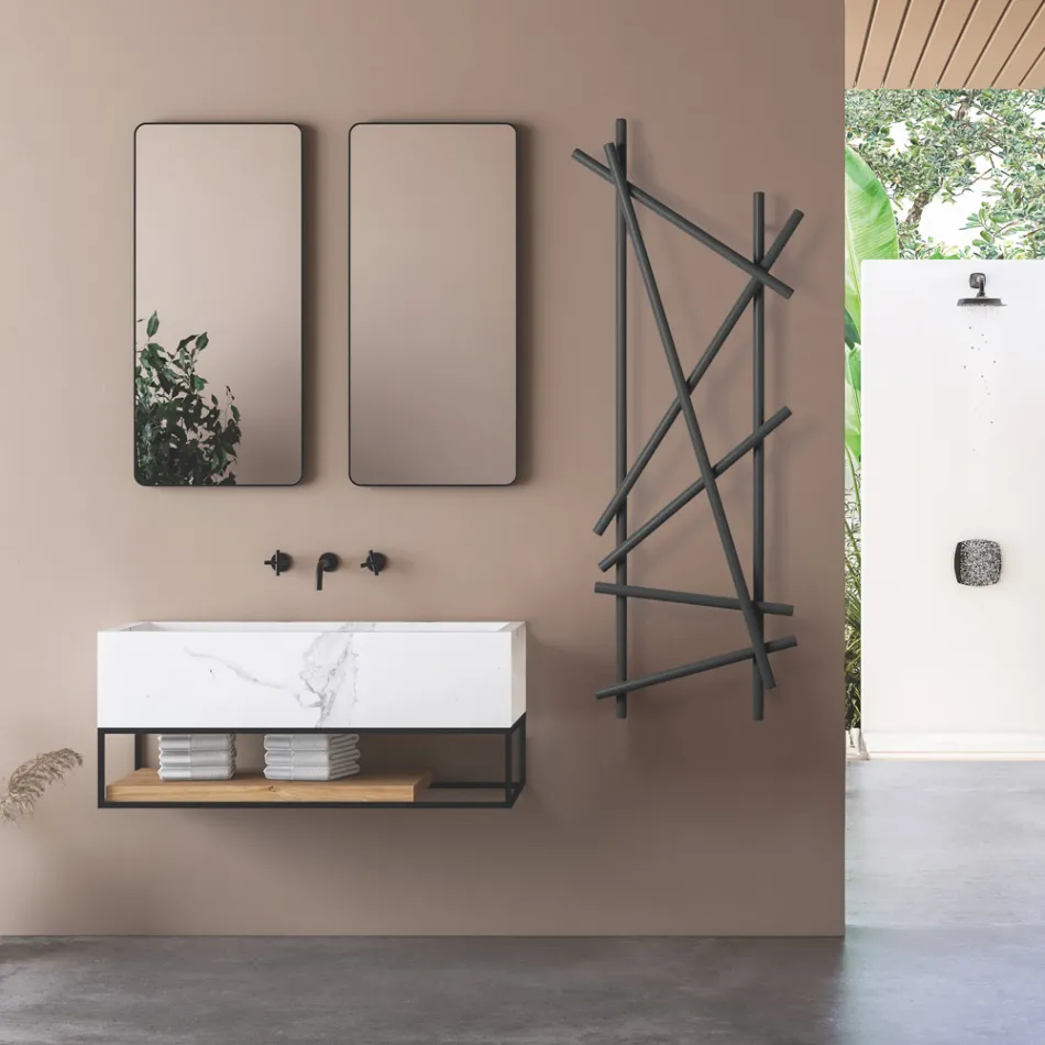 Termoarredo Elettrico in Acciaio con Tubi a Sezione Tonda Made in Italy - Random Viadurini