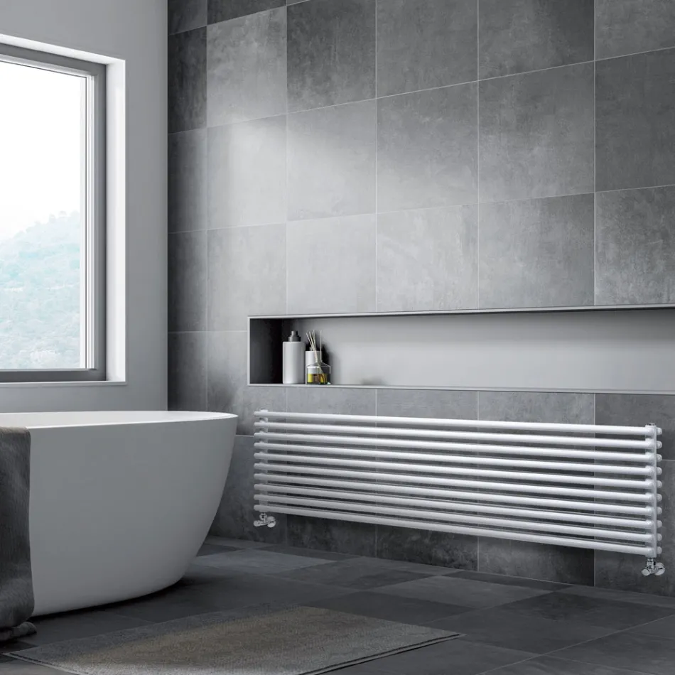 Termoarredo Idraulico con Doppia Serie di Elementi Orizzontali Made in Italy - Strega Viadurini