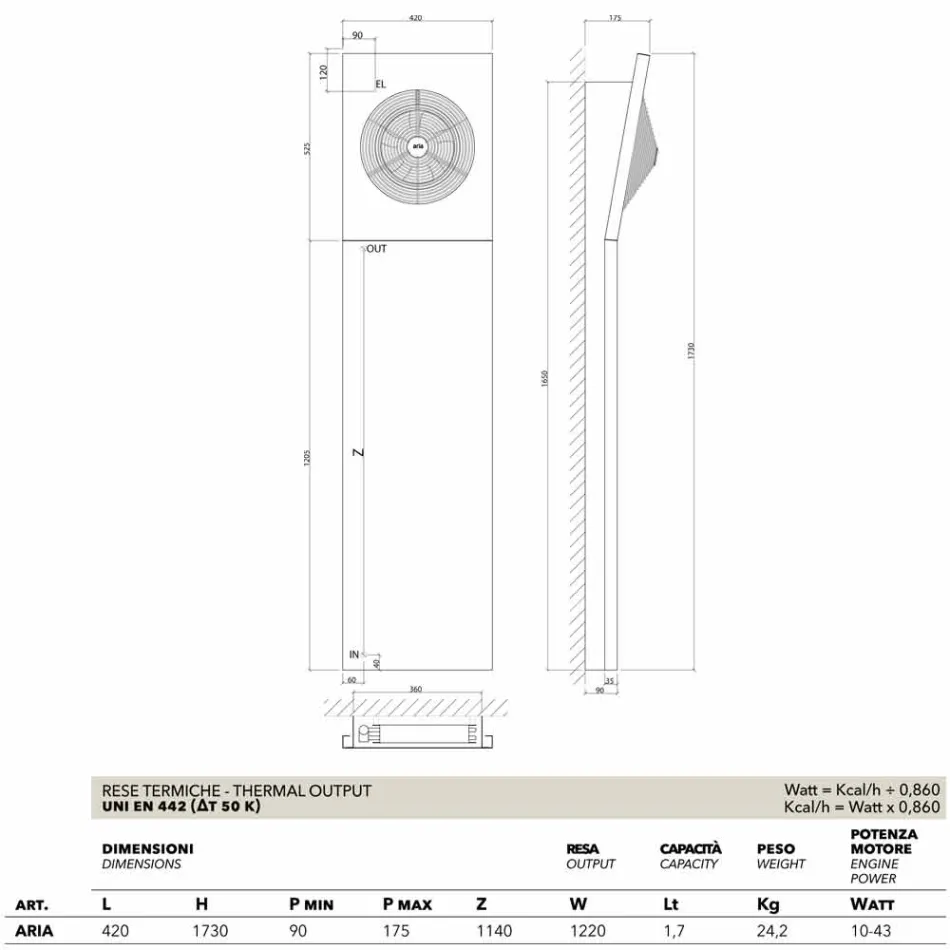 Termoarredo idraulico di design con ventilatore Aria by Scirocco H  Viadurini