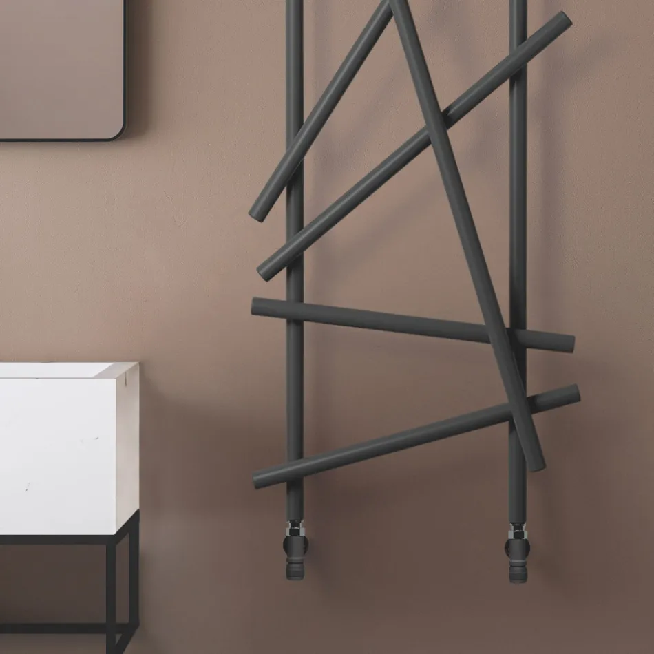 Termoarredo Idraulico in Acciaio con Tubi a Sezione Tonda Made in Italy - Random Viadurini