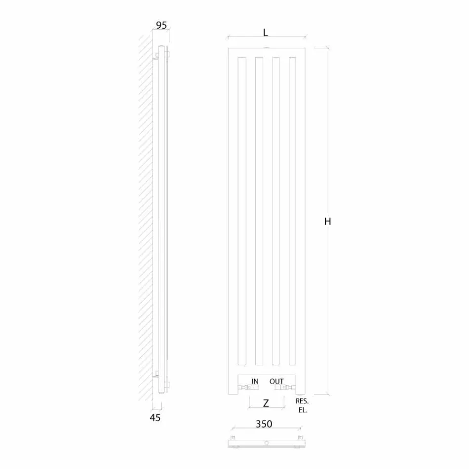 Termoarredo idraulico verticale made in Italy New Dress by Scirocco H Viadurini