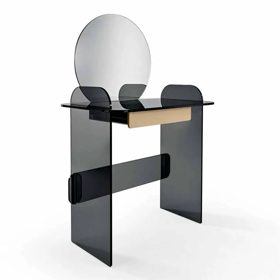 Toeletta da Trucco con Specchio e Cassetto in Vetro 3 Finiture - Salvie Viadurini