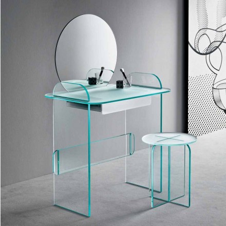 Toeletta da Trucco con Specchio e Cassetto in Vetro 3 Finiture - Salvie Viadurini