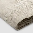 Tovaglia in Lino Beige Rettangolare con Cornice Pizzo Nappine di Lusso - Zippel Viadurini