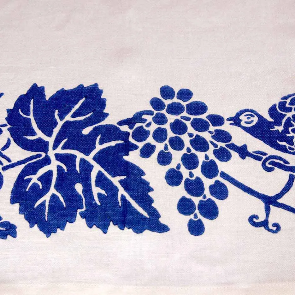 Tovaglia in Lino d’Alto Artigianato con Stampa a Mano d’Arte Italiana - Marchi Viadurini