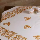 Tovaglia in Lino d’Alto Artigianato con Stampa a Mano d’Arte Italiana - Marchi Viadurini