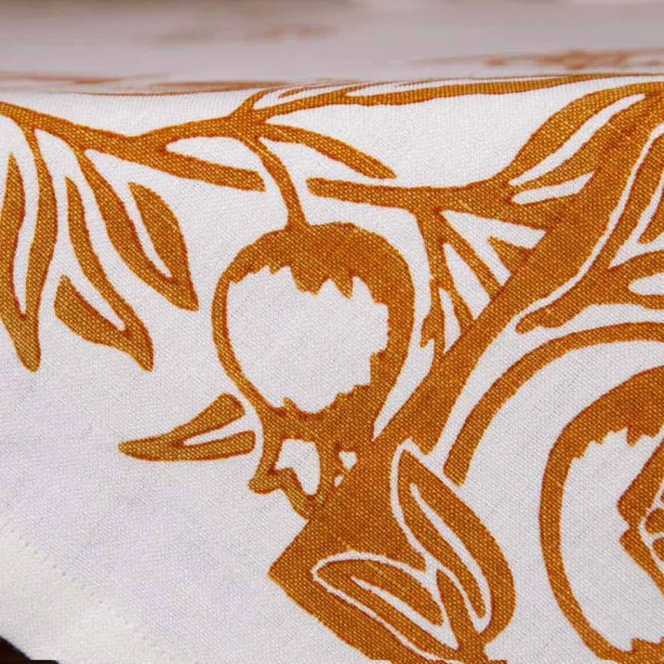 Tovaglia in Lino d’Alto Artigianato con Stampa a Mano d’Arte Italiana - Marchi Viadurini
