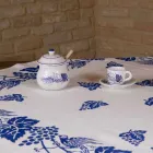 Tovaglia in Lino d’Alto Artigianato con Stampa a Mano d’Arte Italiana - Marchi Viadurini