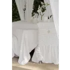 Tovaglia in Lino Rettangolare con Cornice o Pizzo Bianca di Lusso - Davinci Viadurini