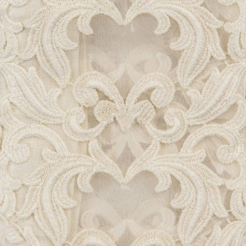 Tovaglia Quadrata in Lino Beige con Pizzo Farnese Lusso Artigianale - Kippel Viadurini