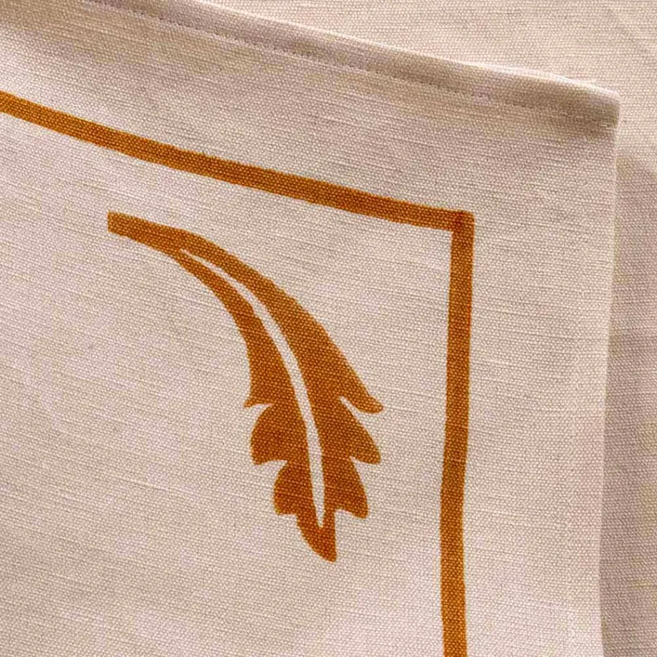 Tovagliolo in Misto Lino con Stampa a Mano Pezzo Unico Made in Italy - Marchi Viadurini