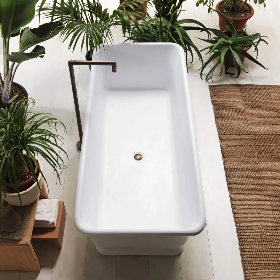 Vasca Bianca Freestanding inSolid Surface Made in Italy - Cleopatra Viadurini