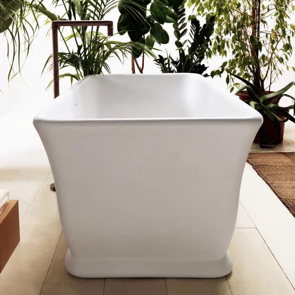 Vasca Bianca Freestanding inSolid Surface Made in Italy - Cleopatra Viadurini